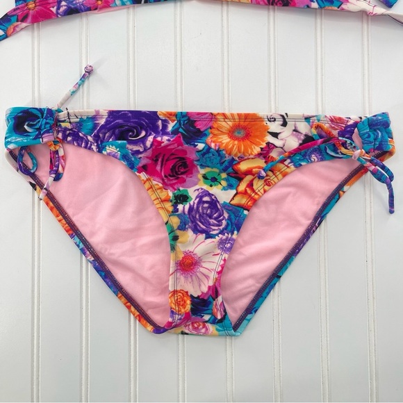 CANDIE'S Y2K Floral Drawstring 2 Piece String Twee Bikini Set Size XL - Picture 2 of 11